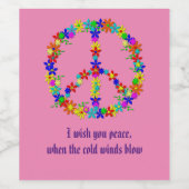 Vredesbord met kleurrijke bloemen wijn etiket (Enkel label)