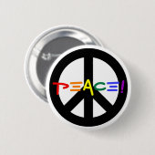 Vredesbord met regenboog ronde button 5,7 cm (Voorkant /achterkant)