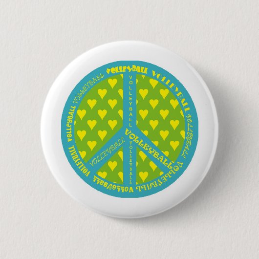 Vredesbord met volleybal in Lijst Ronde Button 5,7 Cm (Voorkant)
