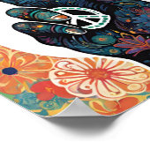 Vredesbord onder bloemen: alleen goede vibes poster (Hoek)