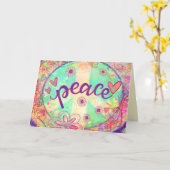 Vredesbord  Roze Bloemen Inspirerend Plezier Kaart (Gele Bloem)