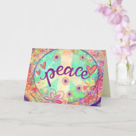 Vredesbord  Roze Bloemen Inspirerend Plezier Kaart