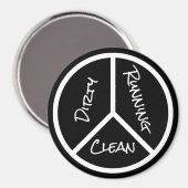 Vredesbord Schoon Vuil Running B&W Vaatwasser Magneet (Voorkant / Achterkant)