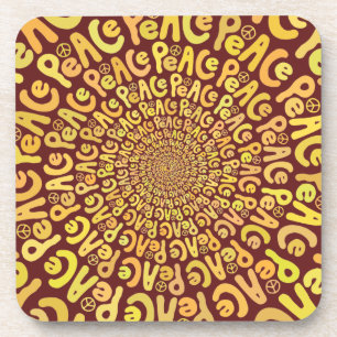 Vredesbord: spiraalgeel oranje, groen rood bier onderzetter