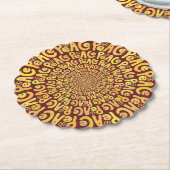 Vredesbord: spiraalgeel oranje, groen rood kartonnen onderzetters (Gekanteld)