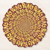 Vredesbord: spiraalgeel oranje, groen rood kartonnen onderzetters (Voorkant)