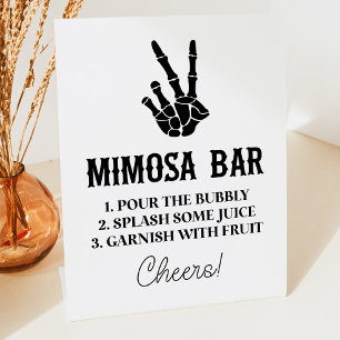 Vredesbord tot de dood Doe ons feest Mimosa Bar te Reclamebord Met Voetstuk