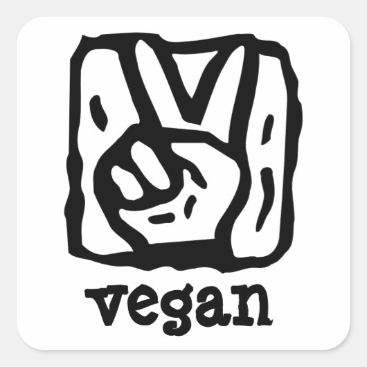 Vredesbord V voor Vegan Vierkante Sticker (Voorkant)