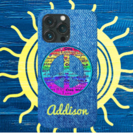 Vredesbord voor Faded Blue Denim-Waterverf Case-Mate iPhone Case