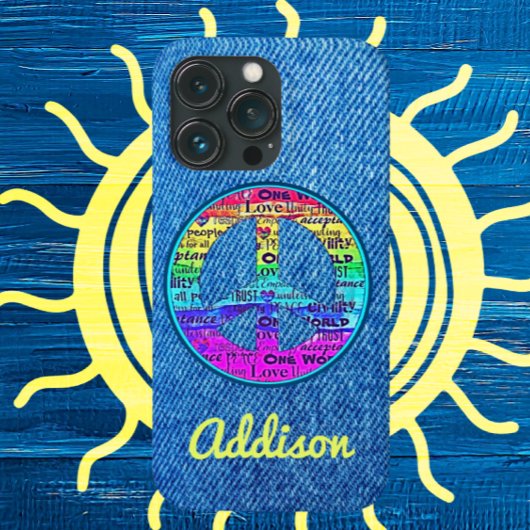 Vredesbord voor Faded Blue Denim-Waterverf Case-Mate iPhone Case