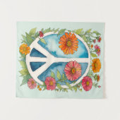 Vredesbord Zinnia Bloemen Retro 70s bloemen Wandkleed (Voorkant (horizontaal))