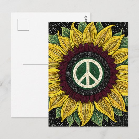 Vredesbord Zonnebloem Briefkaart (Voorkant / Achterkant)