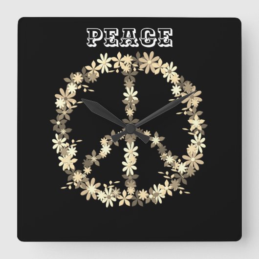 Vredesbord, zwart-wit monochromGepersonaliseerde t Vierkante Klok (Voorkant)