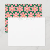 Vredesbordbloem Groen Roze Aangepaste Stationaire  Notitiekaartje (Voorkant / Achterkant)