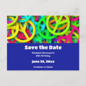 Vredesborden met Groovy Sixties Vibe Bewaar de dat Uitnodiging Briefkaart (Voorkant)