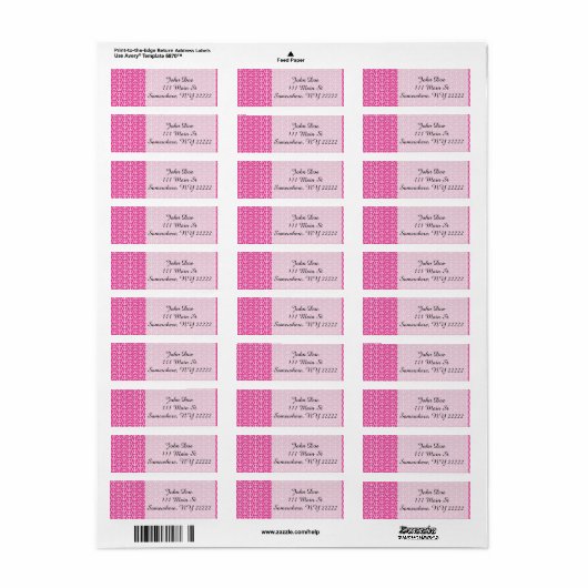Vredesborden op Bright Pink Etiket (Full Sheet)
