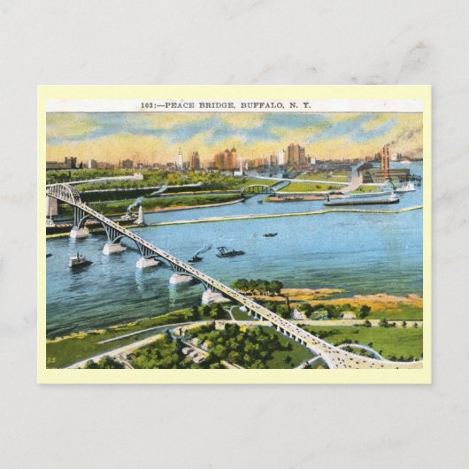 Vredesbrug, Buffalo 1924 Vintage Briefkaart (Voorkant)