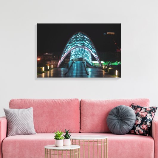 Vredesbrug, Tbilisi, Georgië Canvas Afdruk (Insitu (Woonkamer))