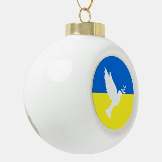 Vredesdove kerstversiering Oekraïne Vlagvrijheid Keramische Bal Ornament (Links)