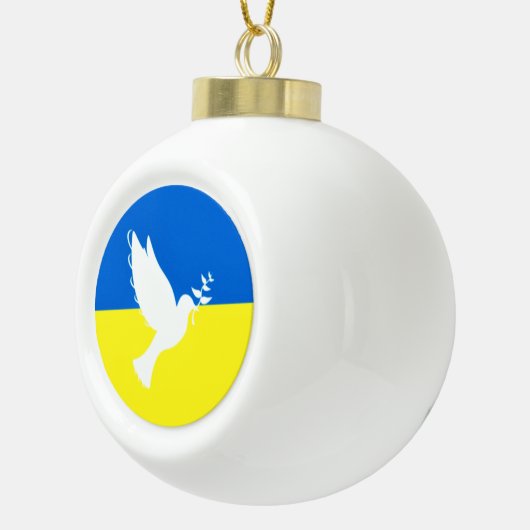 Vredesdove kerstversiering Oekraïne Vlagvrijheid Keramische Bal Ornament (Rechts)