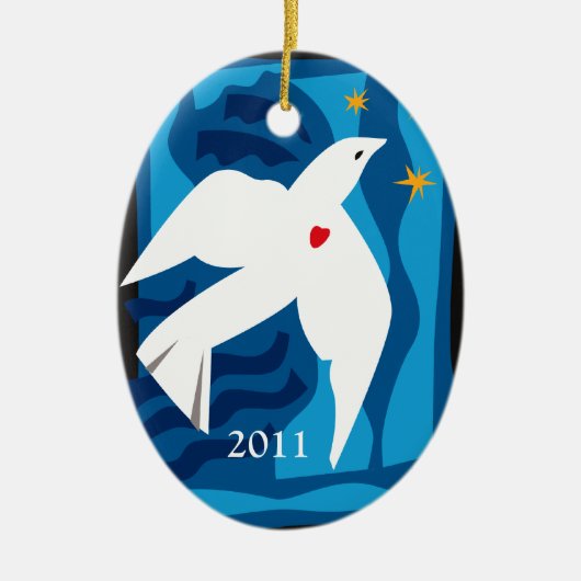 Vredesdovenversiering 2013 keramisch ornament (Voorkant)