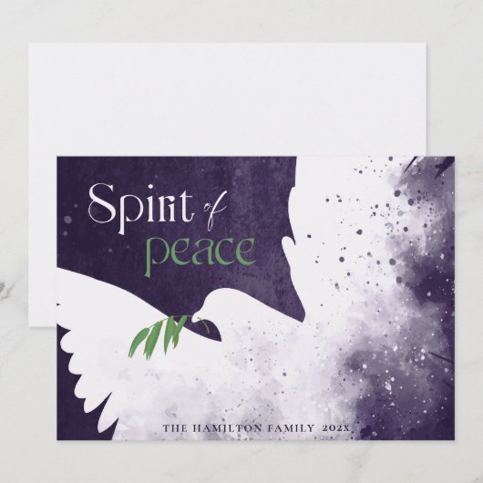 Vredesduif Diep Paars Feestdagenkaart (Voorkant / Achterkant)