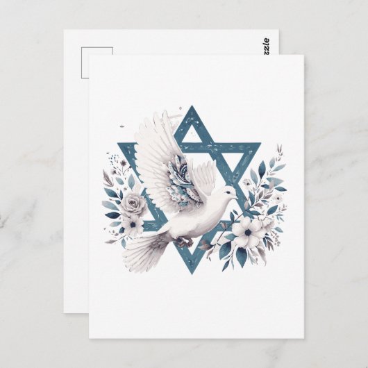 Vredesduif en Davidster Briefkaart (Voorkant / Achterkant)