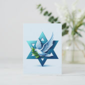 Vredesduif en Davidster Briefkaart (Staand voorkant)