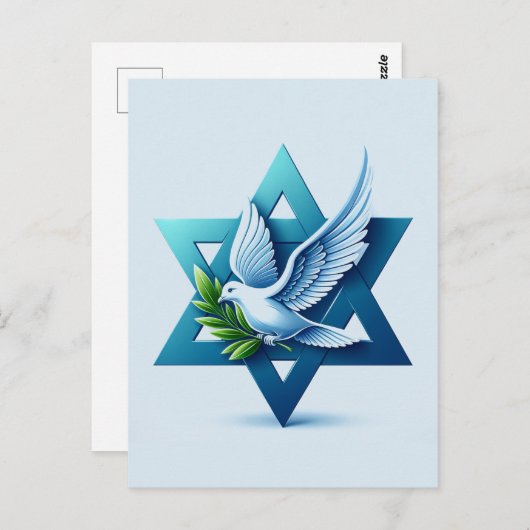 Vredesduif en Davidster Briefkaart (Voorkant / Achterkant)