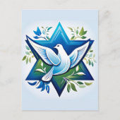 Vredesduif en Davidster Briefkaart (Voorkant)