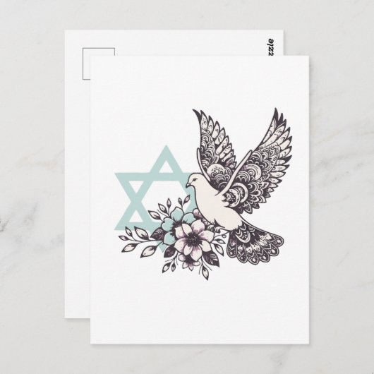 Vredesduif en Davidster Briefkaart (Voorkant / Achterkant)