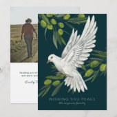 Vredesduif en olijftakken feestdagenkaart (Voorkant / Achterkant)