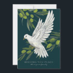 Vredesduif en olijftakken feestdagenkaart<br><div class="desc">De perfecte vakantiekaart voor het verzenden van wensen van rust dit kerstseizoen is voorzien van een met de hand geïllustreerde witte duif en olijftakken met eenvoudige en elegante tekst die gemakkelijk is aan te passen. Vergeet niet om de achterkant je eigen te maken door de foto en tekst te personaliseren...</div>