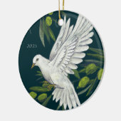 Vredesduif en olijftakken Kerstvakantie Keramisch Ornament (Links)