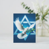 Vredesduif en ster van David Blue Briefkaart (Staand voorkant)