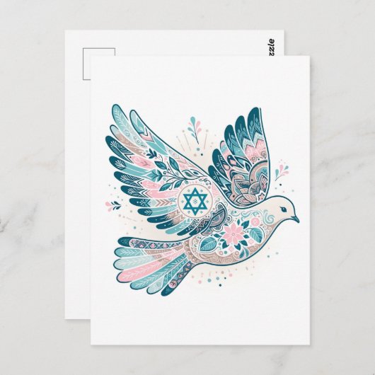 Vredesduif en ster van David Boho Briefkaart (Voorkant / Achterkant)