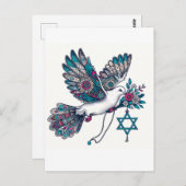 Vredesduif en ster van David Flowers Briefkaart (Voorkant / Achterkant)