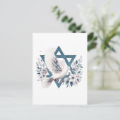 Vredesduif en ster van David Flowers Briefkaart (Staand voorkant)