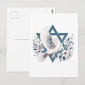 Vredesduif en ster van David Flowers Briefkaart (Voorkant / Achterkant)