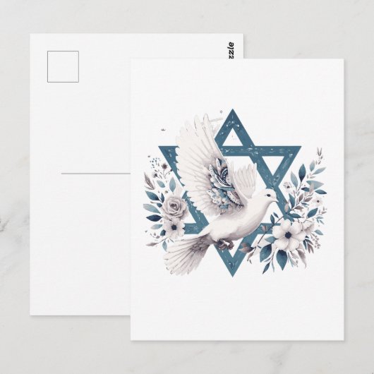 Vredesduif en ster van David Flowers Briefkaart (Voorkant / Achterkant)