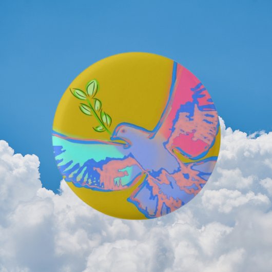 Vredesduif, geen oorlogsgeel ronde button 3,2 cm