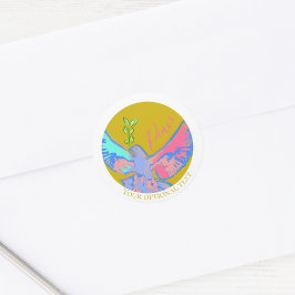Vredesduif, geen oorlogsgeel ronde sticker