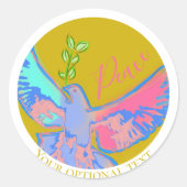 Vredesduif, geen oorlogsgeel ronde sticker (Voorkant)