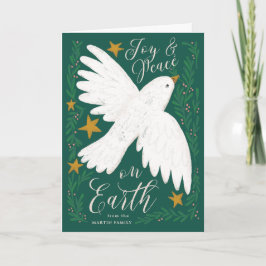 Vredesduif geïllustreerd Familie Kerstmis Kaart