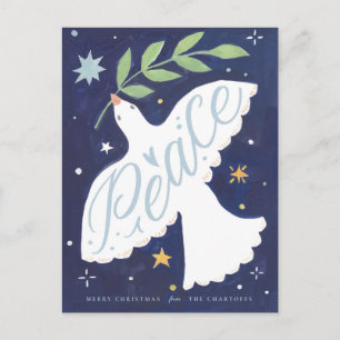 Vredesduif geïllustreerde kerstkaart feestdagenkaart