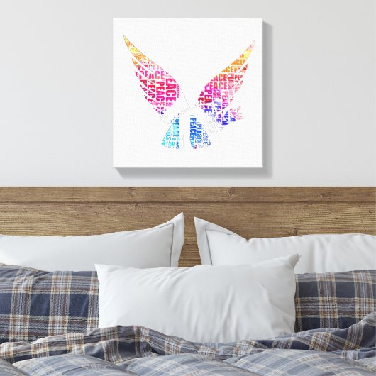 Vredesduif. Harmony Hippie Waterverf Canvas Afdruk (Insitu (Slaapkamer))
