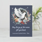 Vredesduif in een krans met kaarsen feestdagenkaart (Staand voorkant)