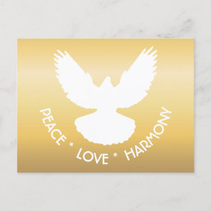Vredesduif in vlucht Wit op Goud Simpel Elegant Briefkaart
