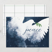 Vredesduif Marineblauw Feestdagenkaart (Voorkant / Achterkant)