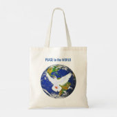 Vredesduif met bewerkbare tekst tote bag (Achterkant)